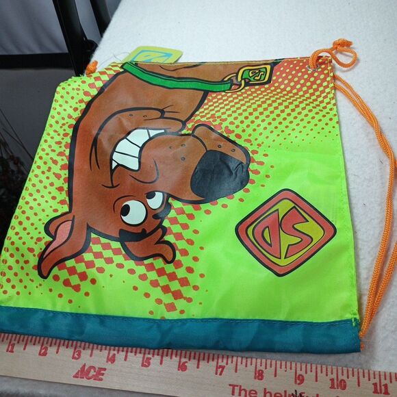 2007 Scooby Doo Cinch Bag 11x12 Kids Nylon Backpack Daypack NWT Cartoon Green - Picture 6 of 15